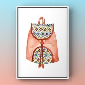 Watercolor orange peach pattern backpack art print